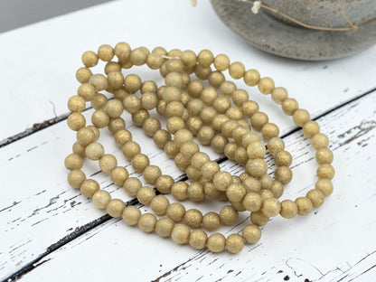 *30* 6mm Gold Etched Matte Translucent Champagne Round Druk Beads