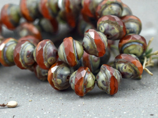 Orange Opal Picasso Saturn Beads - Choose Your Size