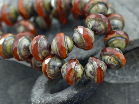 Orange Opal Picasso Saturn Beads - Choose Your Size