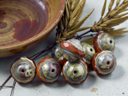 Orange Opal Picasso Saturn Beads - Choose Your Size