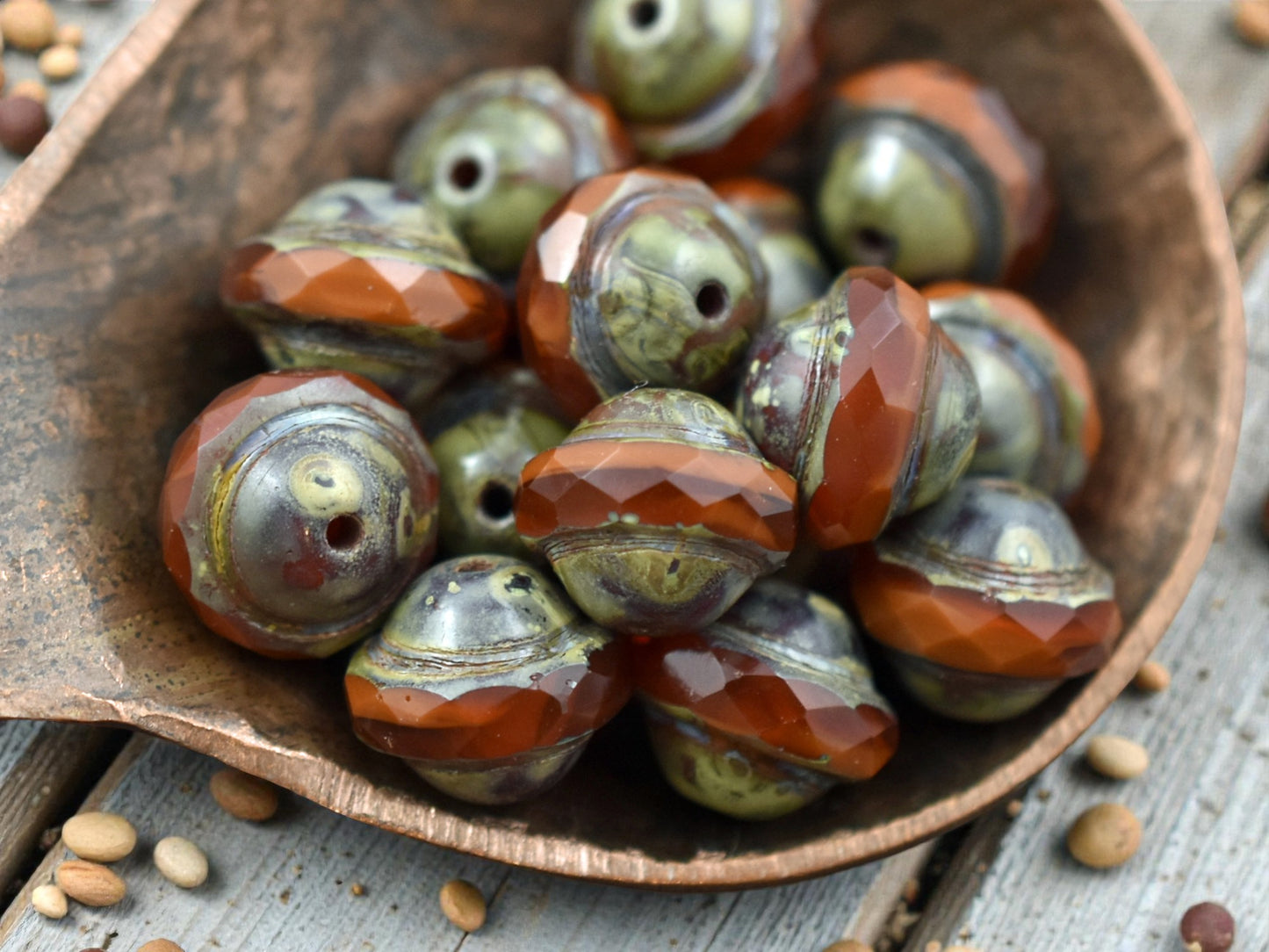 Orange Opal Picasso Saturn Beads - Choose Your Size