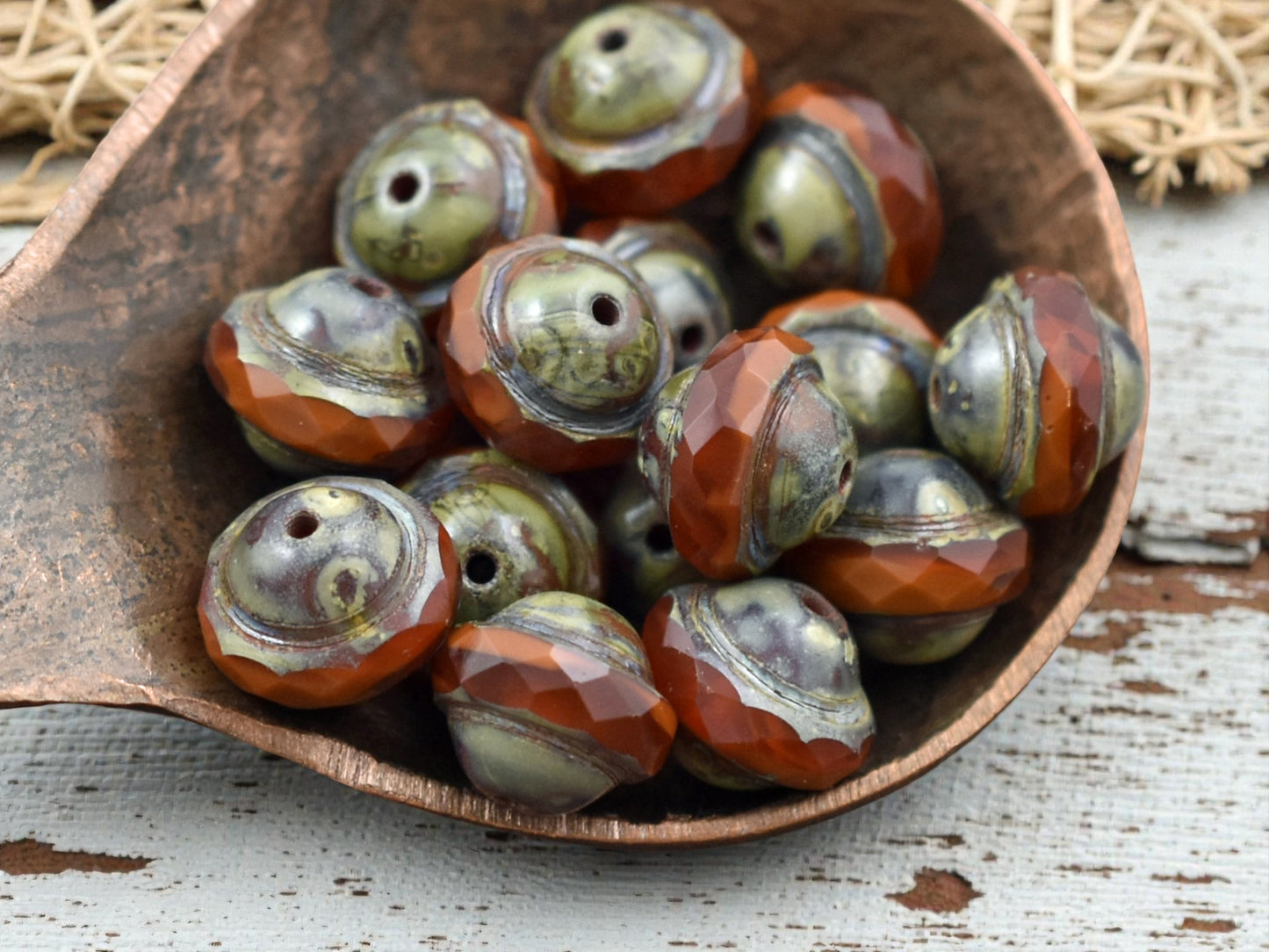Orange Opal Picasso Saturn Beads - Choose Your Size