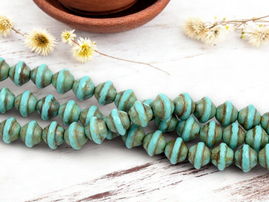 *21* 10x12mm Blue Turquoise Picasso Saturn Beads