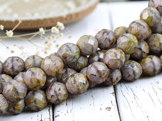 *17* 12mm Lilac Purple Travertine Travertine Fire Polished Round Beads