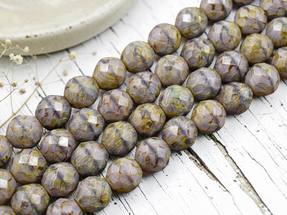 *17* 12mm Lilac Purple Travertine Travertine Fire Polished Round Beads