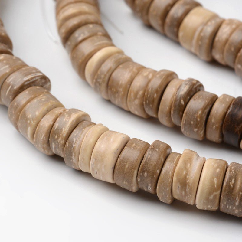 9x2~6mm Natural Coconut Disc Burleywood Beads (15.7" Strand)