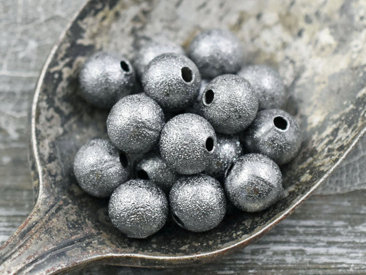 Gunmetal Stardust Round Beads -- Choose Your Size