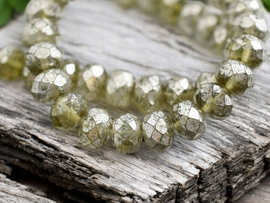 *25* 5x8mm Smokey Grey Mercury Fire Polished Rondelle Beads