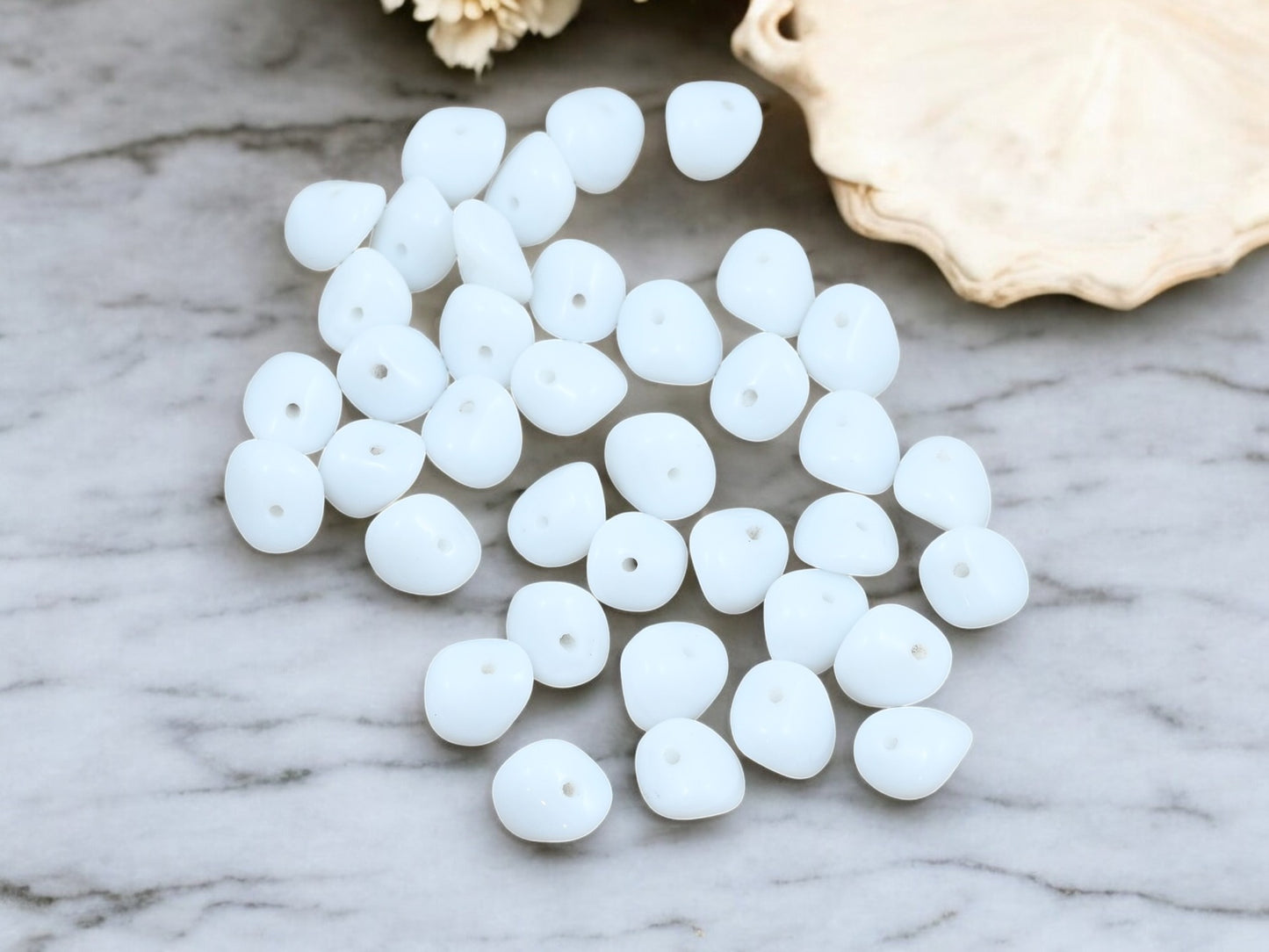 *50* 9x7x4mm Opaque White Chip Spacer Beads