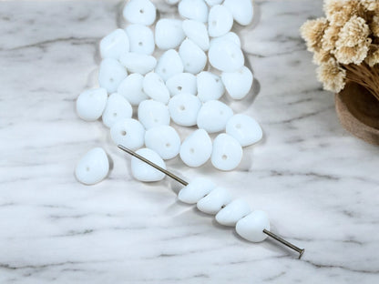 *50* 9x7x4mm Opaque White Chip Spacer Beads