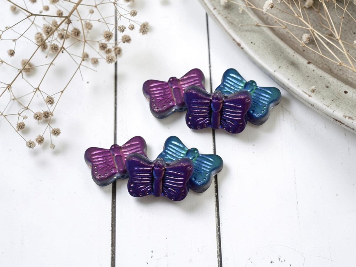 *10* 16x11mm Purple Magic Washed Crystal Butterfly Beads
