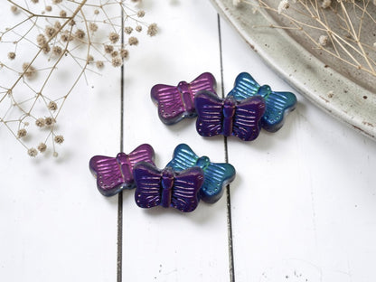*10* 16x11mm Purple Magic Washed Crystal Butterfly Beads