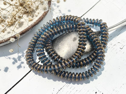 *50* 6x2mm Gold Washed Sapphire Smooth Rondelle Beads