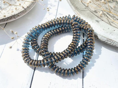 *50* 6x2mm Gold Washed Sapphire Smooth Rondelle Beads