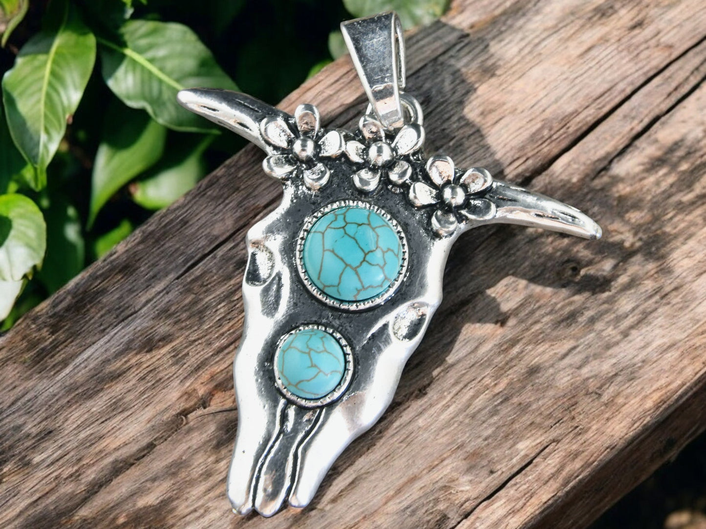 68x58mm Antique Silver Boho Cow Pendant