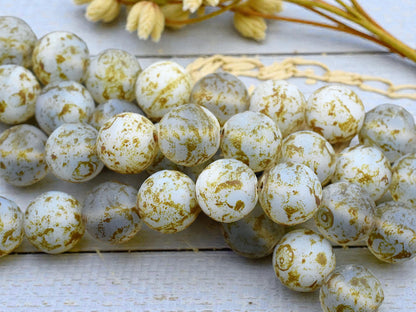 *8* 12mm Matte Pale Blue Travertine Round Druk Beads