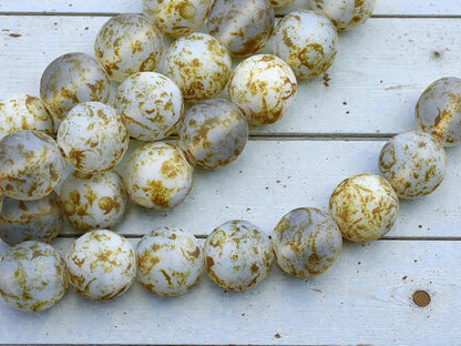*8* 12mm Matte Pale Blue Travertine Round Druk Beads