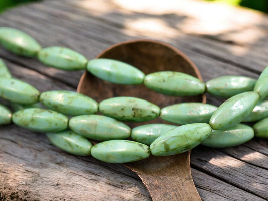 *10* 19x7mm Opaque Turquoise Picasso Wedged Oval Beads