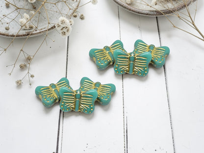 *10* 16x11mm Gold Washed Turquoise Butterfly Beads