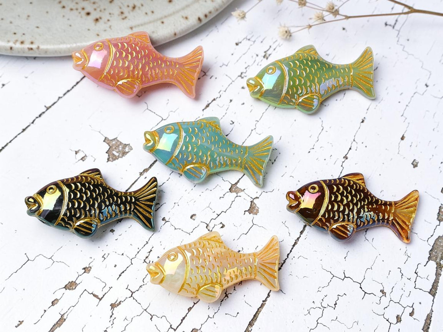 *10* 18x34x8mm Mixed Acrylic Large Fish Beads