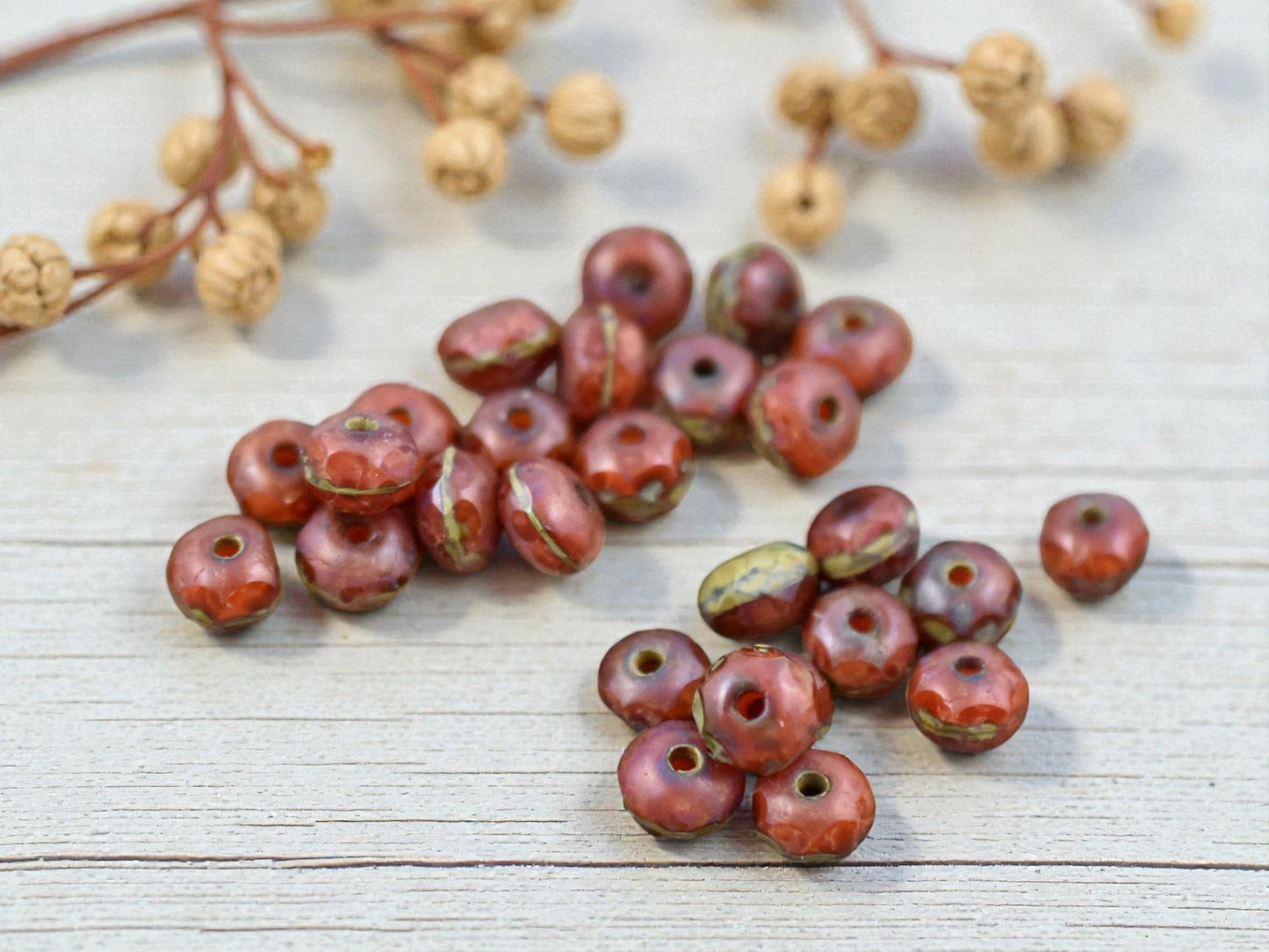 *27* 3x5mm Rustic Orange Picasso Fire Polished Rondelle Beads