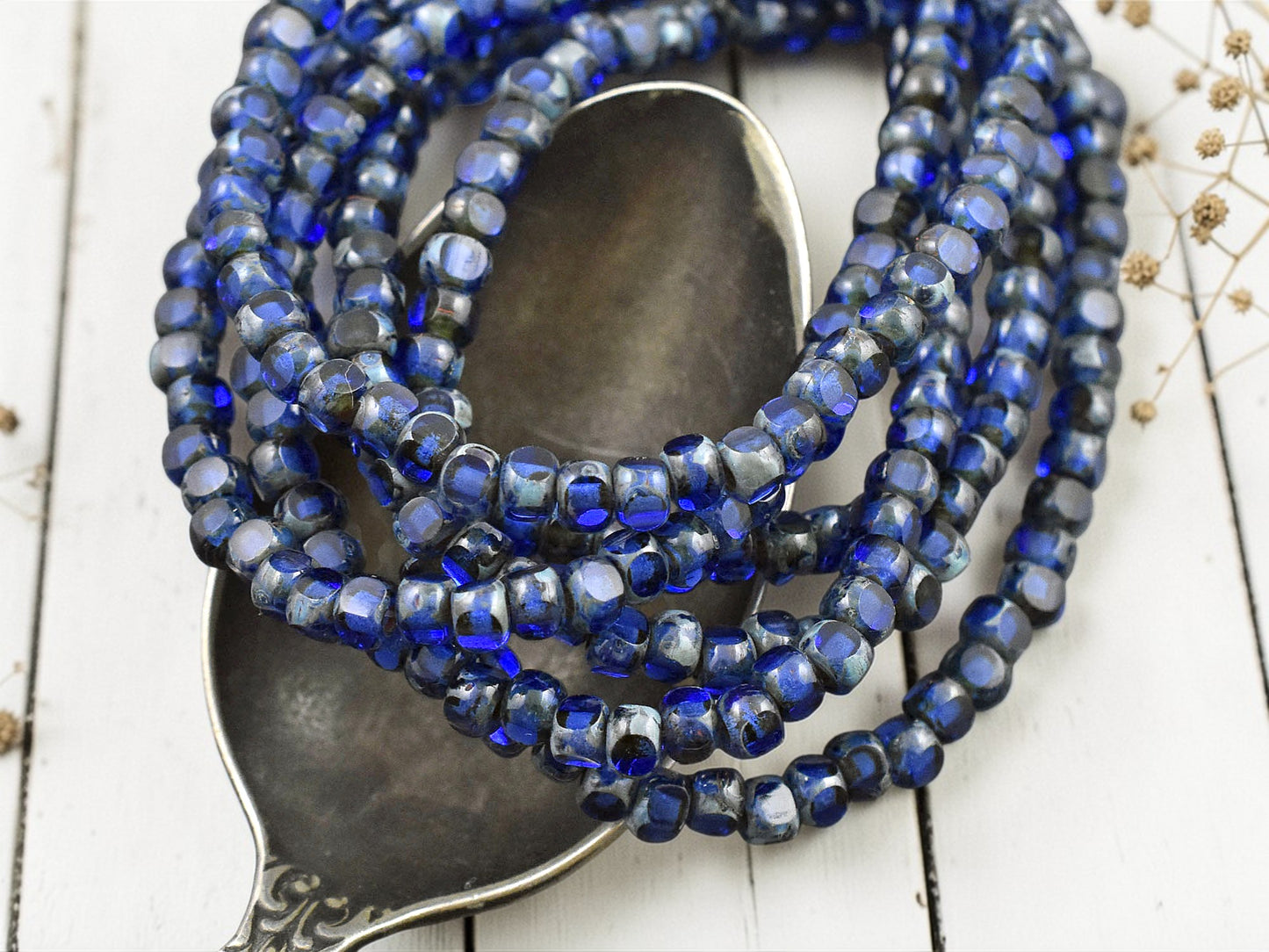 *50* 4x3mm Sapphire Picasso Trica Beads