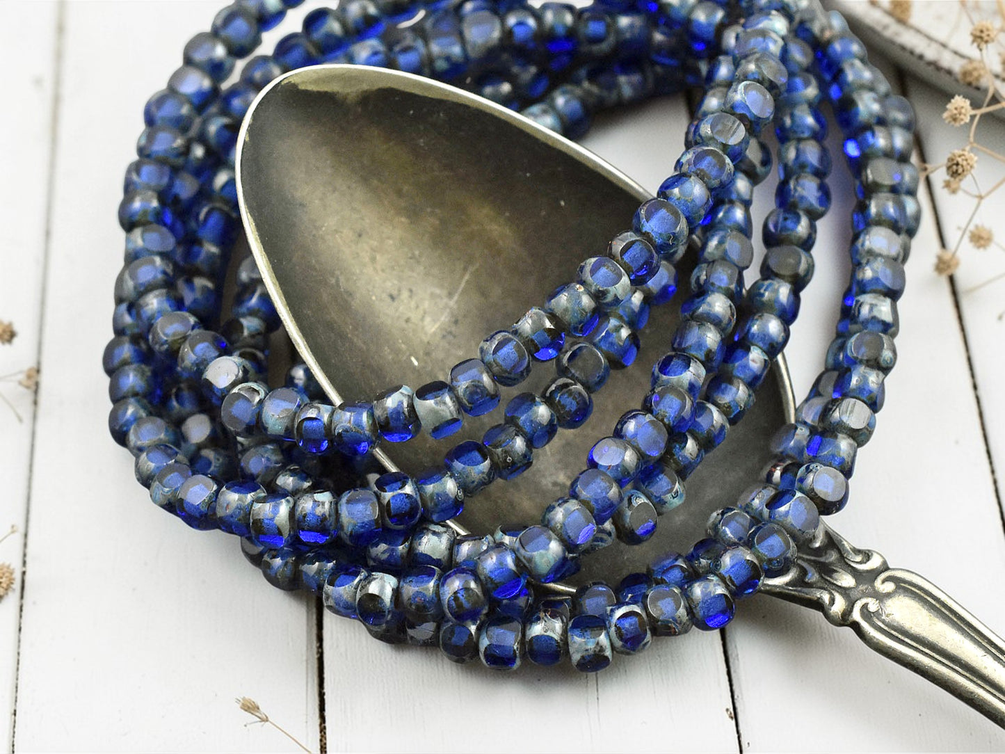 *50* 4x3mm Sapphire Picasso Trica Beads