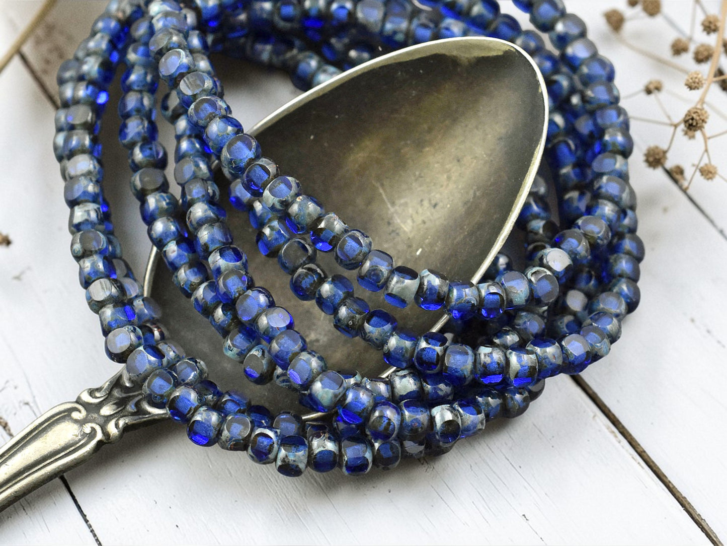 *50* 4x3mm Sapphire Picasso Trica Beads