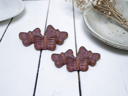 *10* 16x11mm Purple Washed Pale Pink Picasso Butterfly Beads