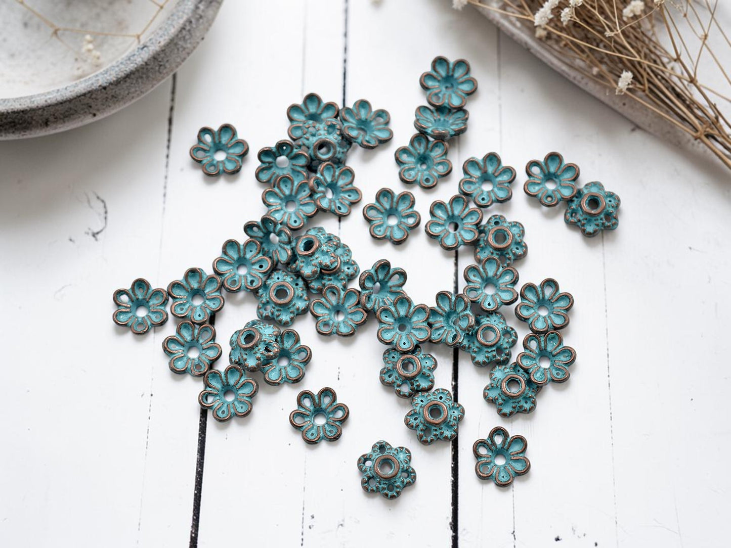*200* 6mm Copper Patina Bead Caps