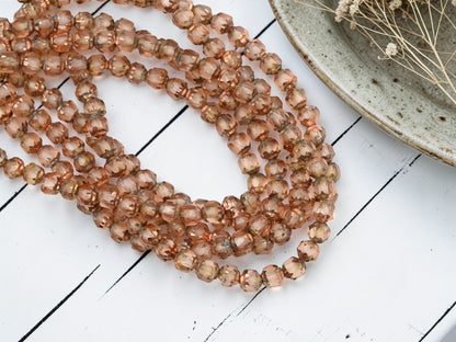 *40* 4mm Copper Washed Peach Fire Polished Cathedral Beads