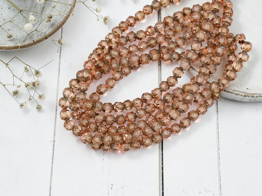 *40* 4mm Copper Washed Peach Fire Polished Cathedral Beads