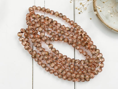 *40* 4mm Copper Washed Peach Fire Polished Cathedral Beads