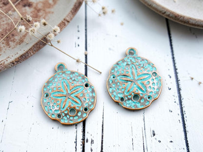 *10* 25x21mm Copper Patina Sand Dollar Charms
