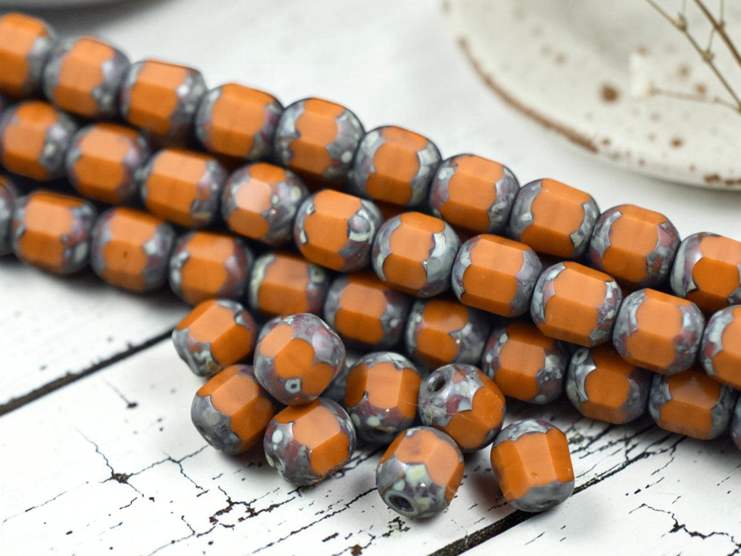*20* 6mm Opaque Goldenrod Picasso Fire Polished Cathedral Beads