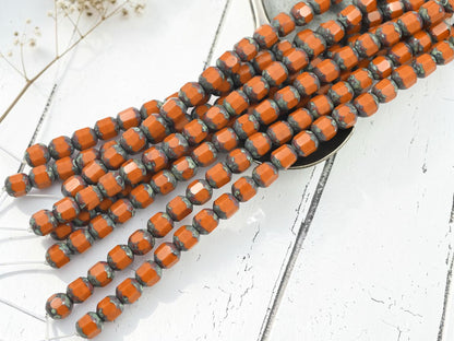 *20* 6mm Opaque Goldenrod Picasso Fire Polished Cathedral Beads