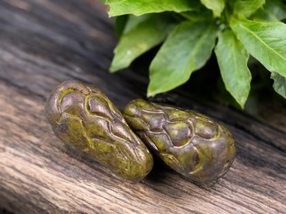 *6* 25x12mm Opaque Yellow Nebula Mermaid Scale Large Drop Beads