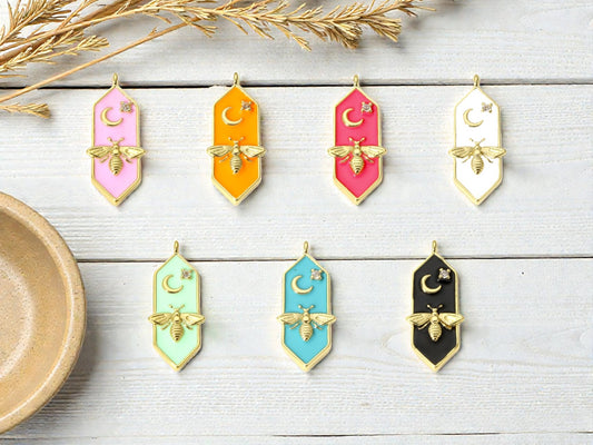 *2* 24x8mm 18K Gold Plated Bee Charms -- Choose Your Color