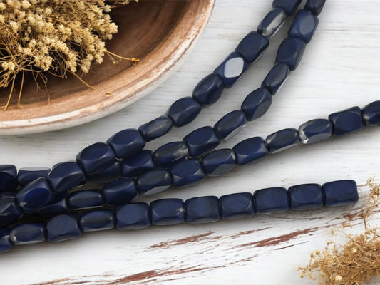 *22* 10x7x5mm Opaque Navy Blue Diamond Rectangle Beads