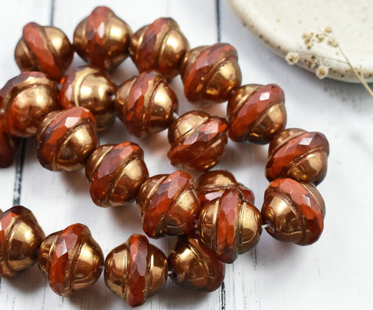 Bronze Washed Pumpkin Orange Saturn Beads