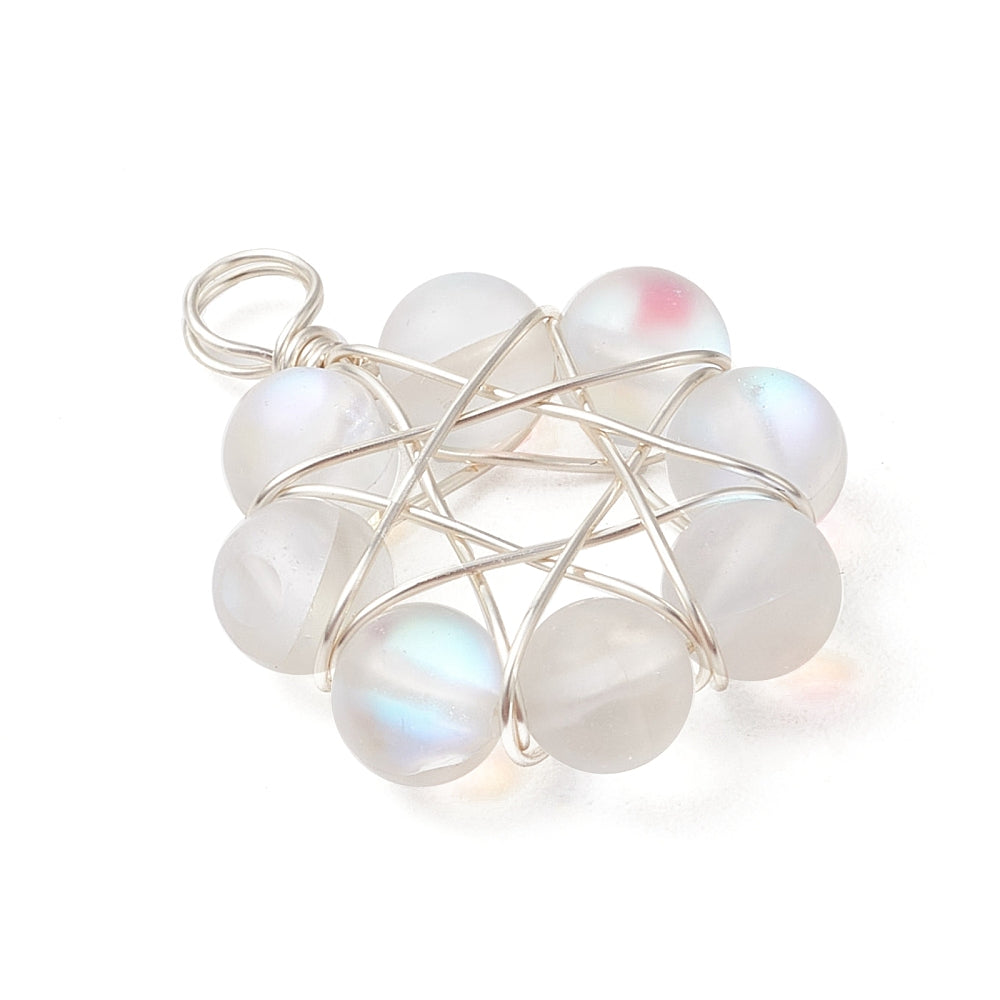 *2* 30x23mm Frosted Synthetic Moonstone Bead Pendants