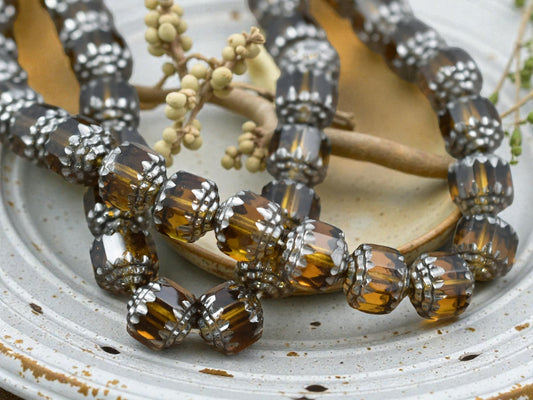 Silver Washed Topaz Fire Polished Cathedral Beads - Choose Your Size