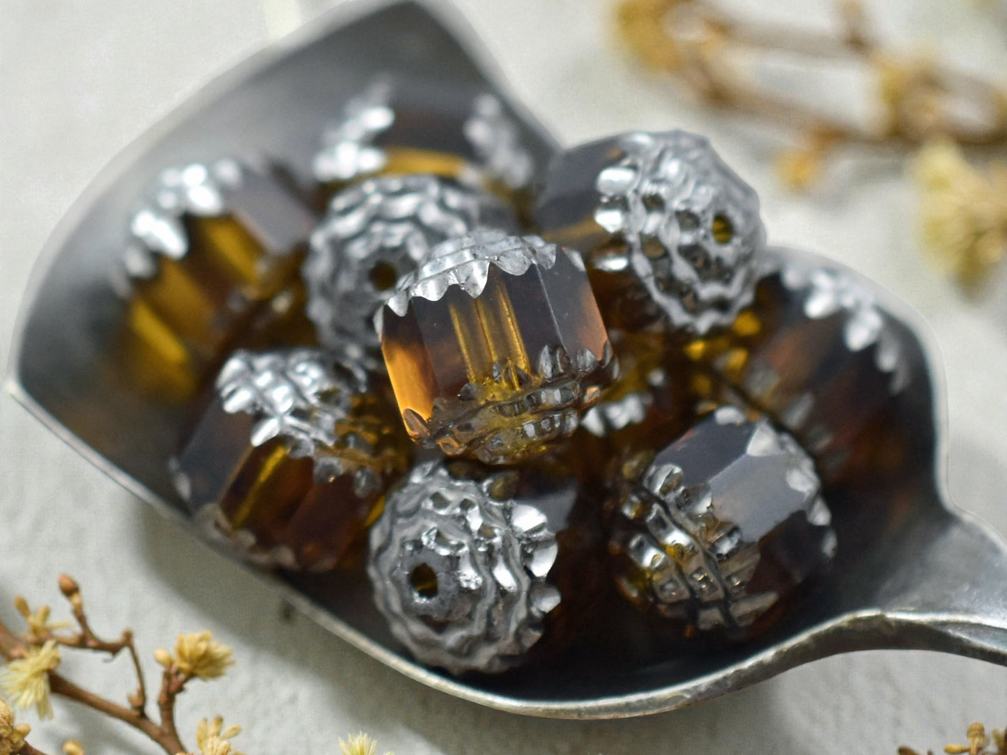 Silver Washed Topaz Fire Polished Cathedral Beads - Choose Your Size