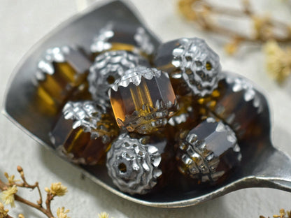 Silver Washed Topaz Fire Polished Cathedral Beads - Choose Your Size