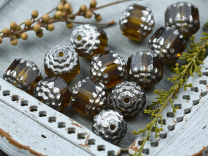 Silver Washed Topaz Fire Polished Cathedral Beads - Choose Your Size