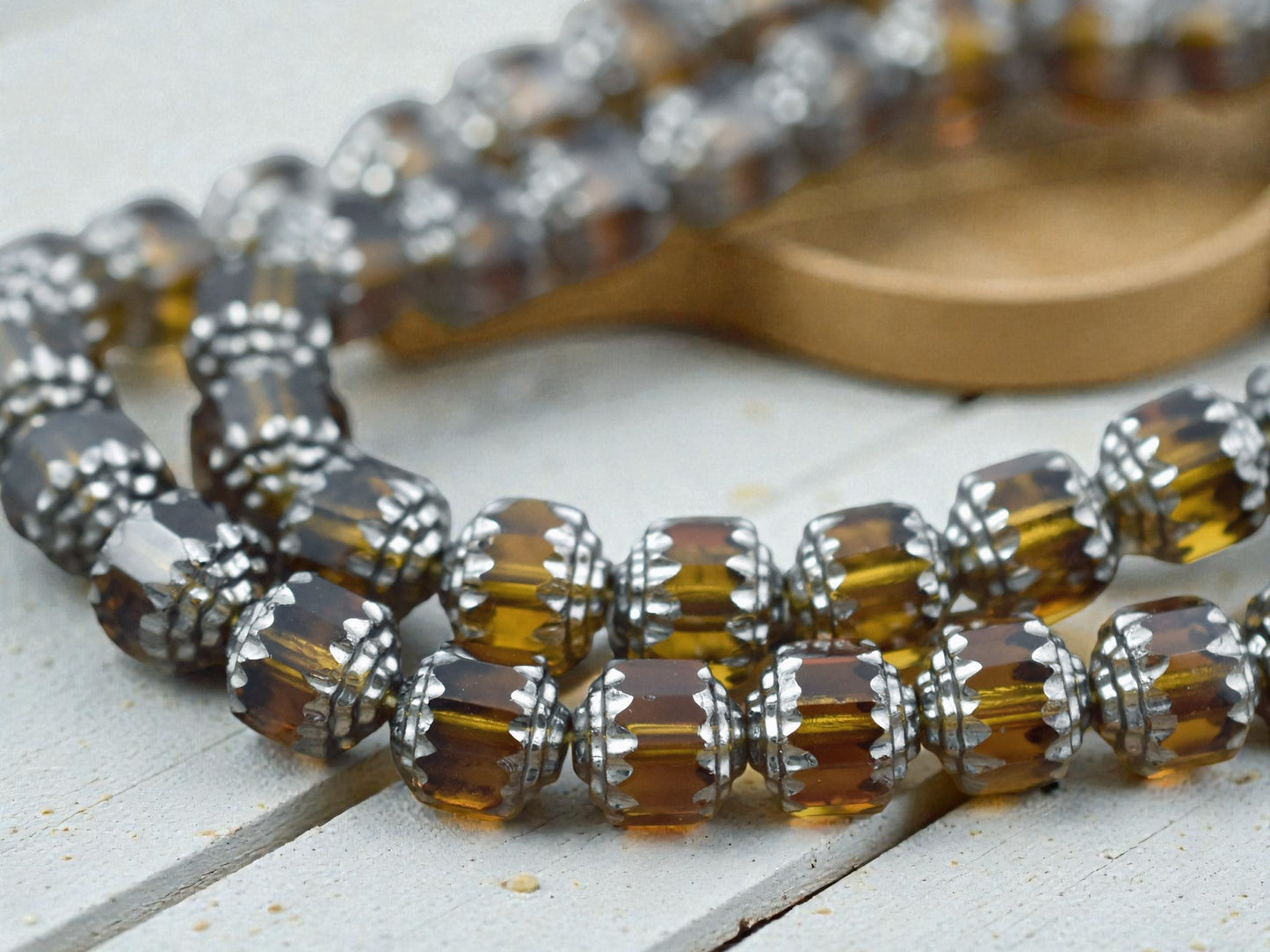 Silver Washed Topaz Fire Polished Cathedral Beads - Choose Your Size