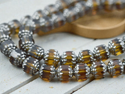 Silver Washed Topaz Fire Polished Cathedral Beads - Choose Your Size