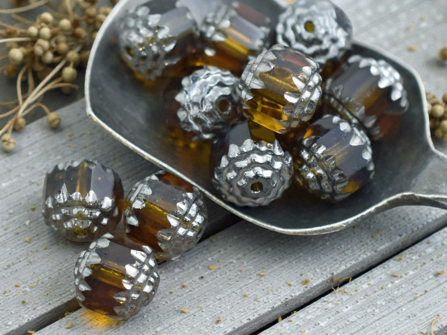 Silver Washed Topaz Fire Polished Cathedral Beads - Choose Your Size