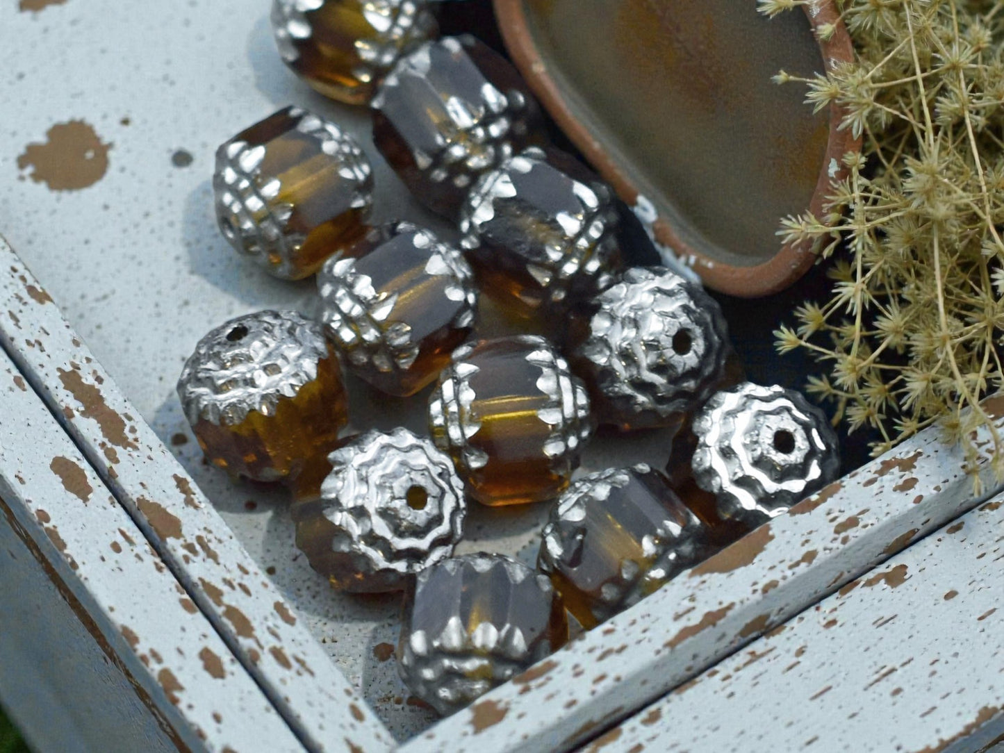 Silver Washed Topaz Fire Polished Cathedral Beads - Choose Your Size