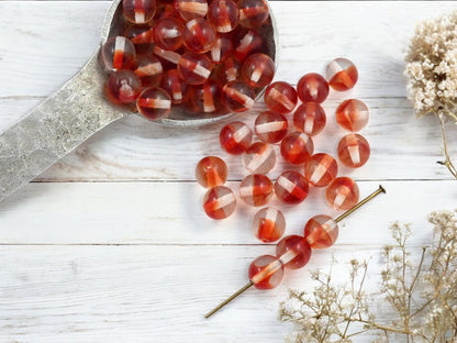 2 Tone Crystal Ruby Round Druk Beads - 6mm or 8mm